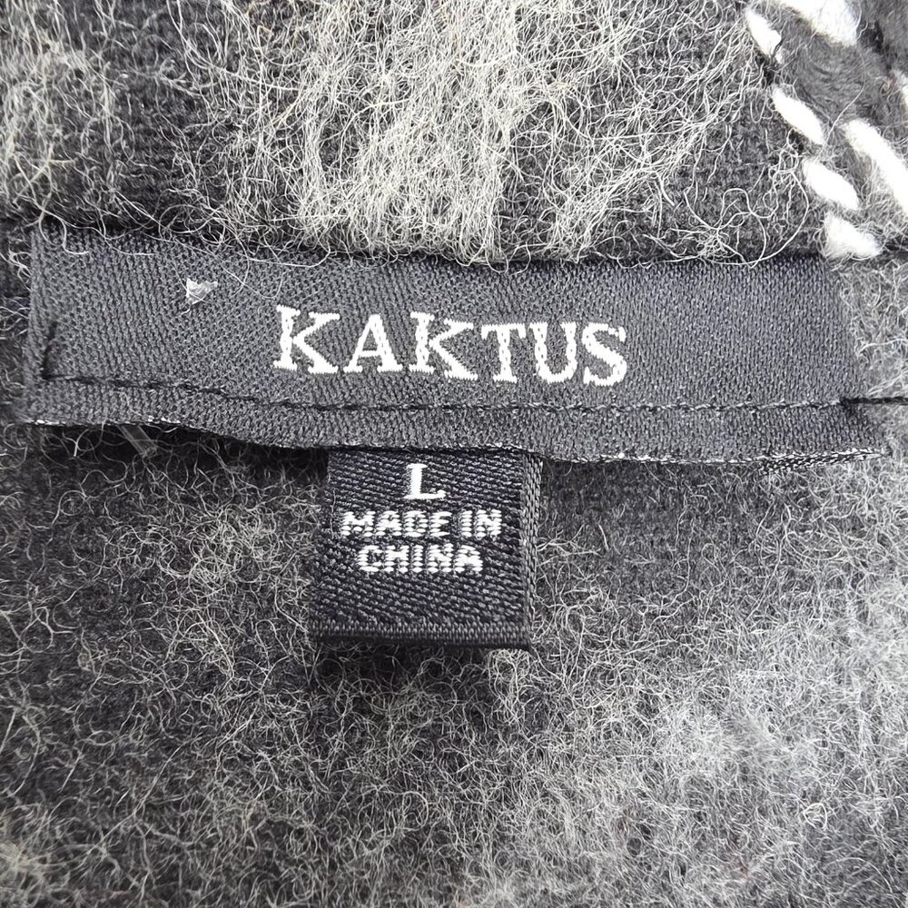 Kaktus Jacket Womens Large Black Gray Rope Print Open Front Collared Brushed - Picture 5 of 9